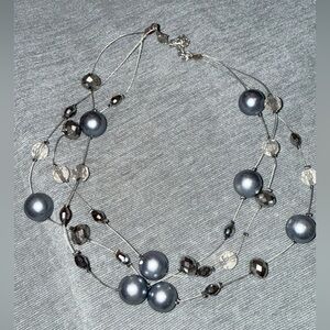 Elegant Silver and Gray Beaded Necklace